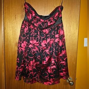 Ricki's Strapless Dress in Black and Red Floral